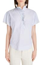 Women's Isabel Marant Jen Ruffle Cotton Top Us / 42 Fr - Blue
