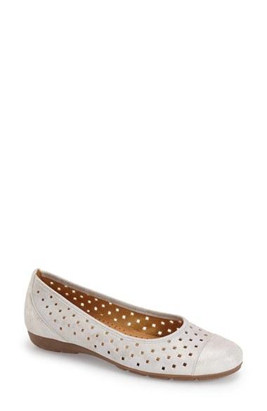 Women's Gabor Perforated Ballet Flat .5 M - Metallic
