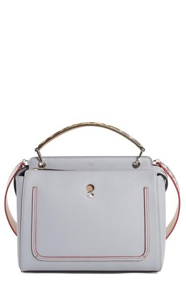 Fendi 'dotcom' Leather & Genuine Snakeskin Satchel - Black
