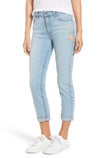 Women's Jen7 Embroidered Slim Boyfriend Jeans - Blue