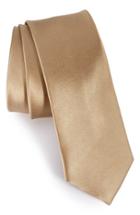 Men's The Tie Bar Solid Silk Skinny Tie, Size - Beige