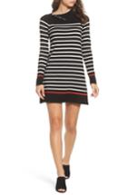 Women's Eliza J Mockneck Stripe Shift Dress - Black