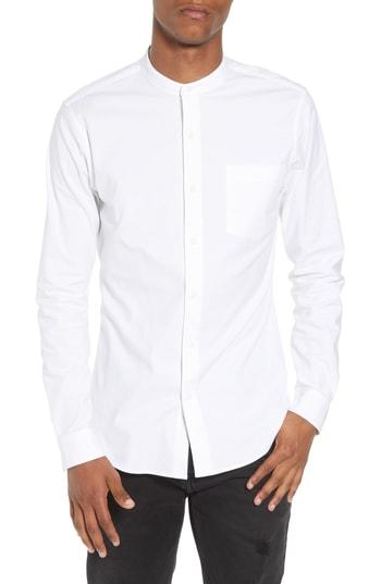 Men's Topman Muscle Fit Band Collar Shirt - White