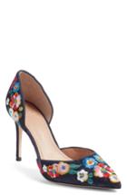 Women's Tory Burch Rosemont Embroidered Pansy D'orsay Pump M - Blue