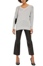 Women's Topshop Metallic Longline V-neck Sweater Us (fits Like 0-2) - Metallic