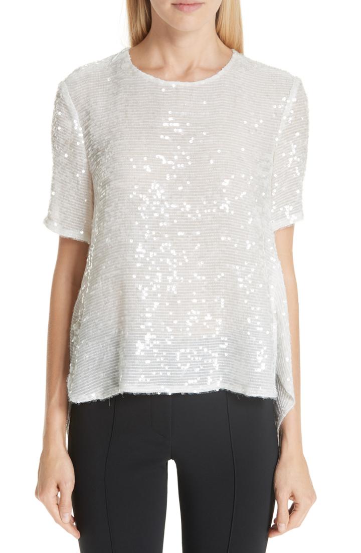 Women's Adam Lippes Open Back Sequin Embroidered Blouse