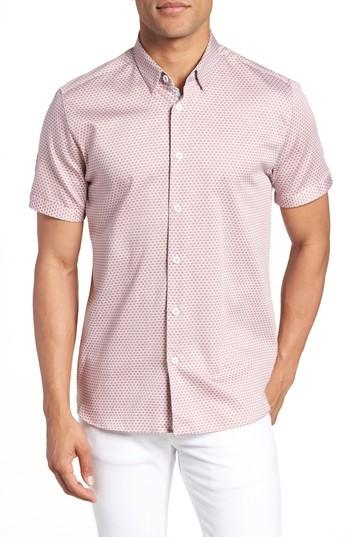 Men's Ted Baker London Gudvu Geo Print Sport Shirt (s) - Pink