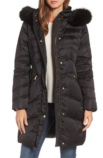 Women's 1 Madison Insulated Parka With Genuine Fox Fur Trim - Black
