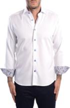 Men's Bertigo White Arrow Dobby Modern Fit Sport Shirt, Size - White