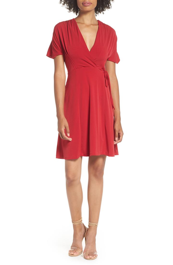 Women's Habitual Pippa Belted Stretch Cotton Blend Wrap Dress