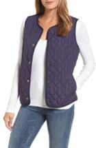 Women's Caslon Collarless Quilted Vest, Size - Blue