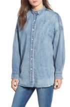 Women's Hudson Jeans Frayed Hem Denim Shirt - Blue