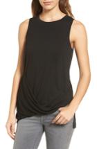 Women's Trouve Asymmetrical Drape Knit Top, Size - Black