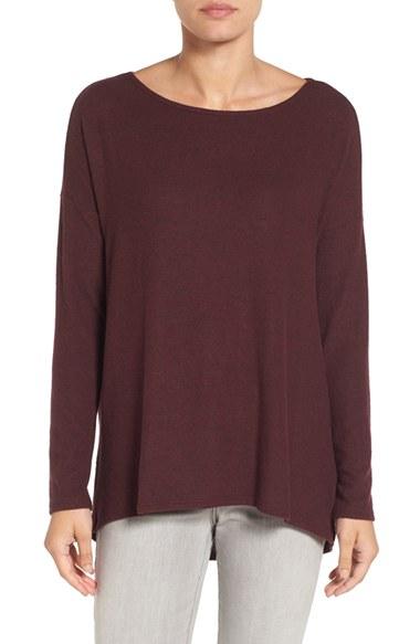 Petite Women's Gibson Cozy Fleece Ballet Neck High/low Pullover P - Red