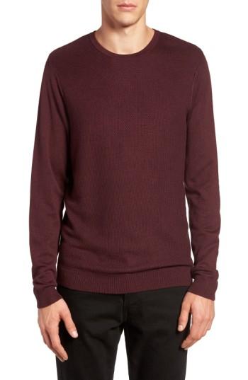 Men's Calibrate Honeycomb Stitch Crewneck Sweater, Size - Burgundy