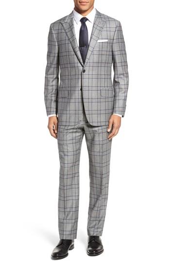 Men's Hickey Freeman Classic B Fit Plaid Wool & Cashmere Traveler Suit