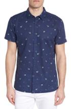 Men's Kahala Hale Niu Trim Fit Linen Blend Camp Shirt - Blue