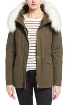Women's Tahari 'jackie' Hooded Anorak With Removable Faux Fur Trim - Green