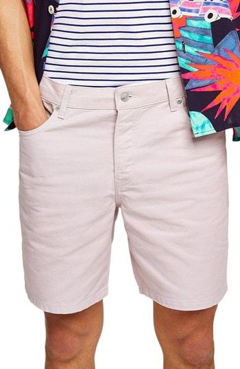 Men's Topman Slim Fit Denim Shorts - Pink
