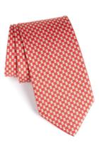 Men's Salvatore Ferragamo Frog Print Silk Tie, Size - Red