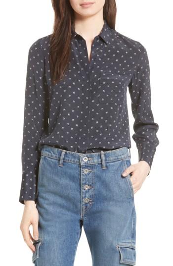 Women's Vince Refined Dot Slim Silk Shirt