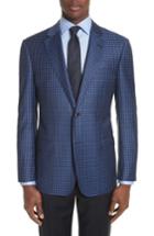 Men's Emporio Armani G Line Trim Fit Check Wool Sport Coat Us / 50 Eur - Blue