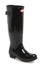 Women's Hunter Adjustable Back Gloss Waterproof Rain Boot M - Black