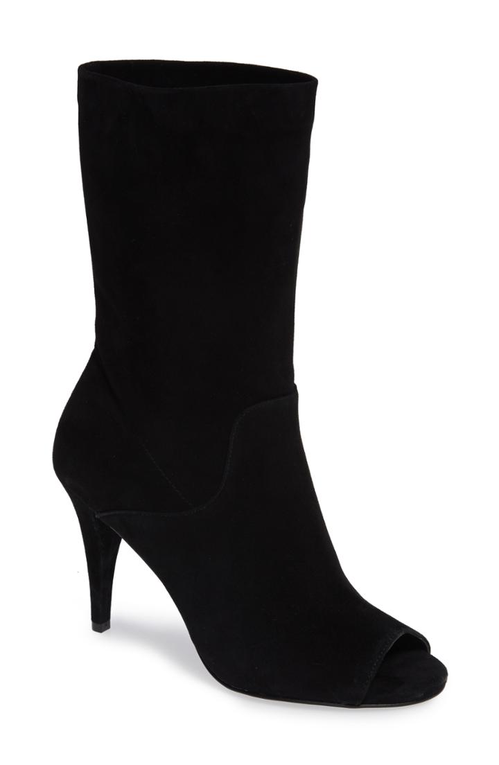 Women's Michael Michael Kors Elaine Open Toe Bootie .5 M - Black