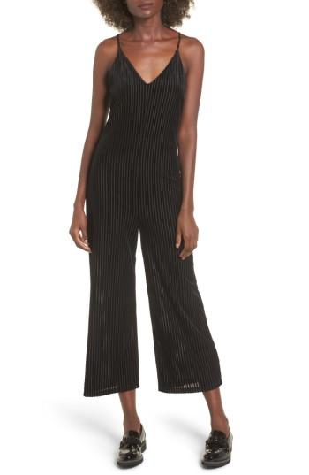Women's Lost + Wander Carmen Velvet Burnout Jumpsuit - Black
