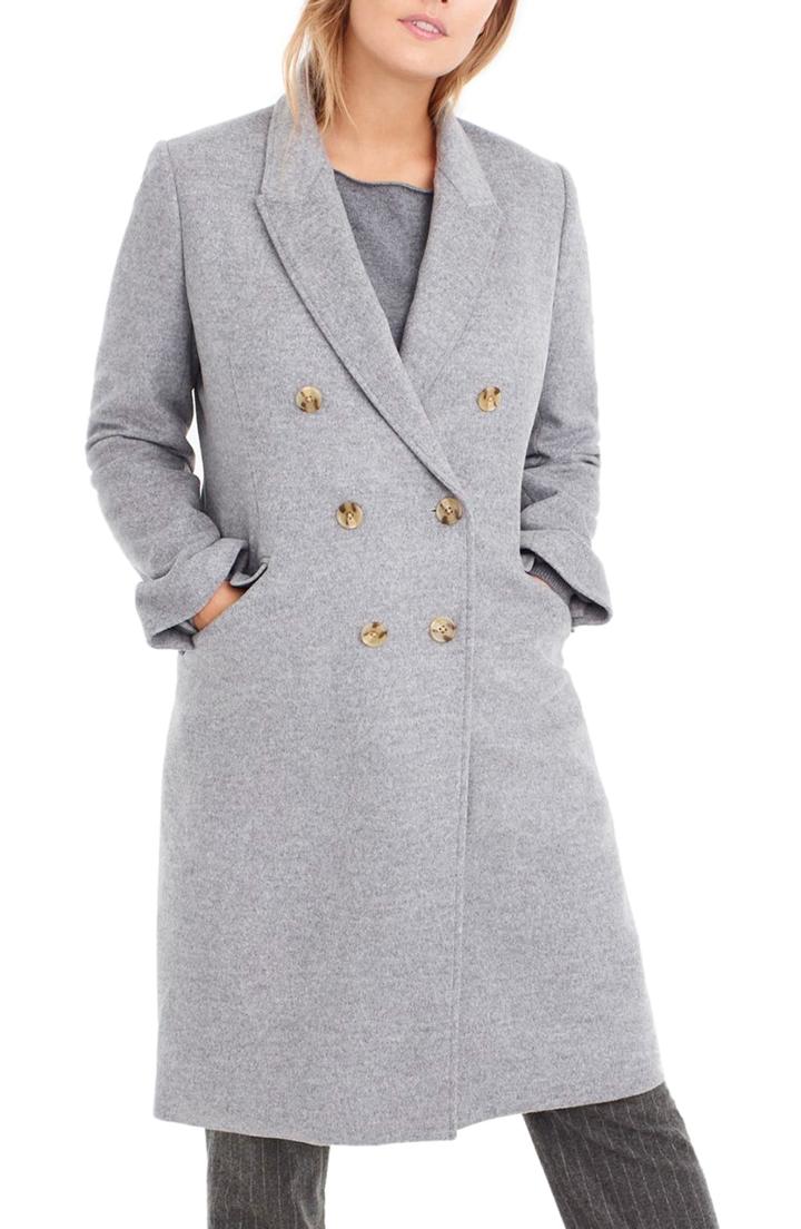 Women's J.crew Bonita Long Double Breasted Topcoat In Wool & Cashmere - Grey