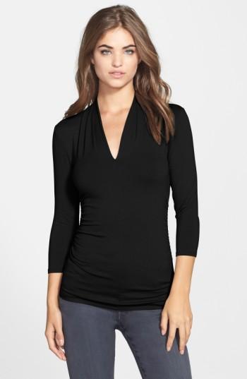 Women's Vince Camuto Shoulder Pleat V-neck Stretch Knit Top