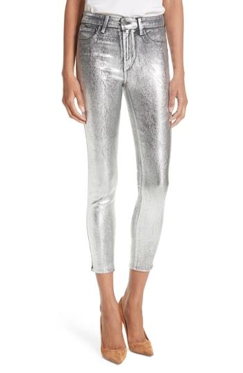 Women's L'agence Margot Metallic Coated Crop Skinny Jeans - Metallic