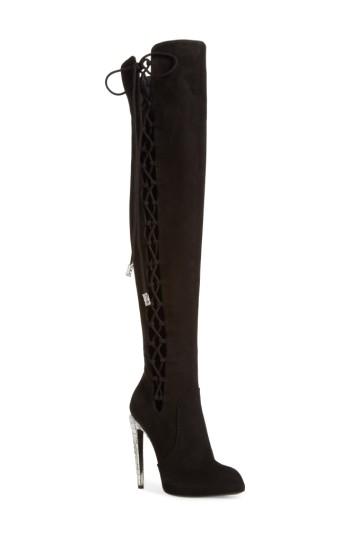 Women's Giuseppe For Jennifer Lopez Lace-up Over The Knee Boot M - Black