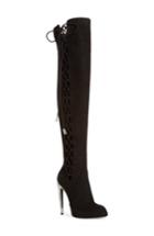 Women's Giuseppe For Jennifer Lopez Lace-up Over The Knee Boot M - Black