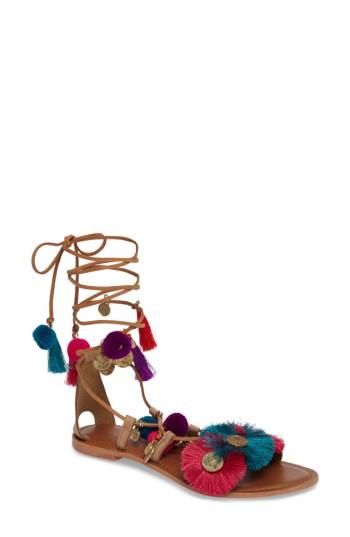 Women's Topshop Honey Embellished Lace-up Sandal .5us / 38eu - Brown