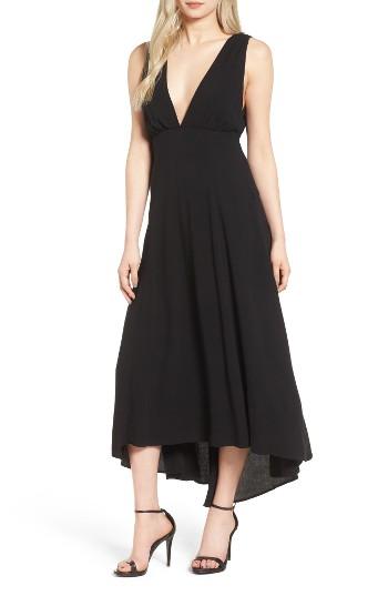 Women's Lush Plunging Linen & Cotton Maxi Dress
