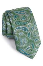 Men's David Donahue Paisley Linen & Silk Tie, Size - Green