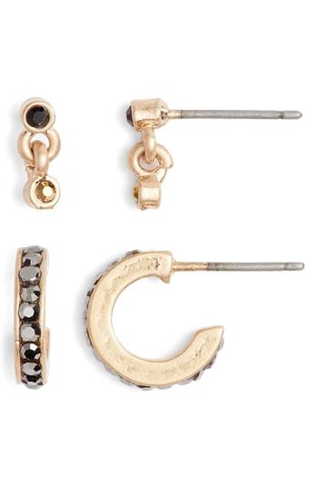 Women's Treasure & Bond Pave Crystal Stud & Huggie Hoop Earrings Set
