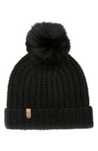 Women's Mackage Doris Cashmere Beanie With Removable Genuine Fox Fur Pom - Black