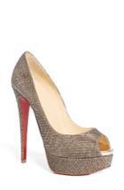 Women's Christian Louboutin Lady Peep Platform Pump .5us / 38.5eu - Metallic