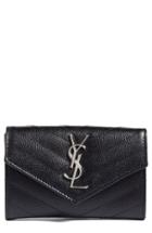 Women's Saint Laurent 'small Monogram' Leather French Wallet - Black