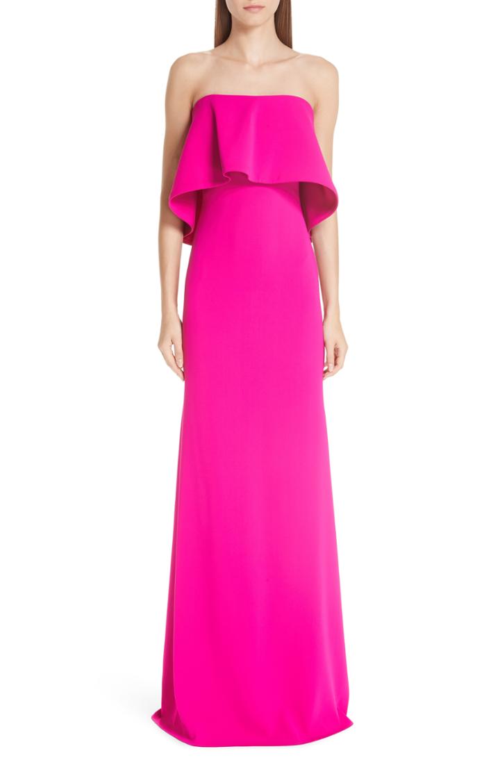 Women's Badgley Mischka Platinum Strapless Popover Column Gown - Pink