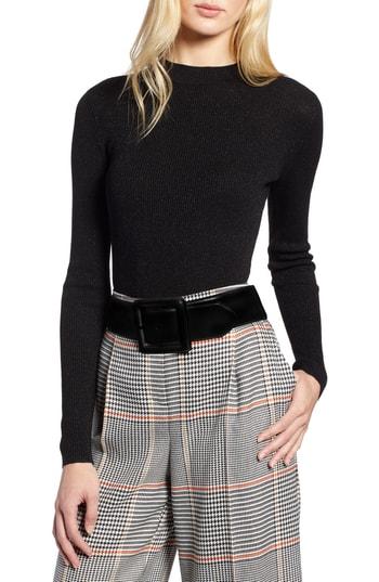 Women's Halogen X Atlantic-pacific Ribbed Shimmer Top - Black