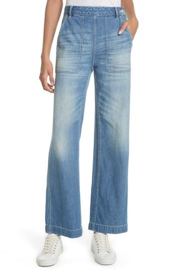 Women's La Vie Rebecca Taylor Drapey Denim Wide Leg Pants - Blue