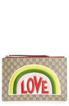 Gucci Embroidered Love Patch Gg Supreme Zip Pouch -
