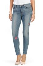 Women's Paige Hoxton High Waist Peg Embroidered Ankle Jeans - Blue