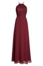 Women's Hayley Paige Occasions Lace Halter Gown - Burgundy