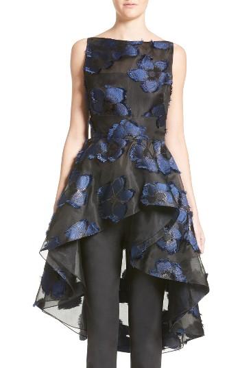 Women's Lela Rose Metallic Floral Fil Coupe Top - Blue