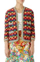 Women's Gucci Gg Rainbow Stripe Velvet Jacket Us / 46 It - Red
