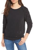 Women's True Religion Brand Jeans Distressed Boyfriend Sweatshirt - Black